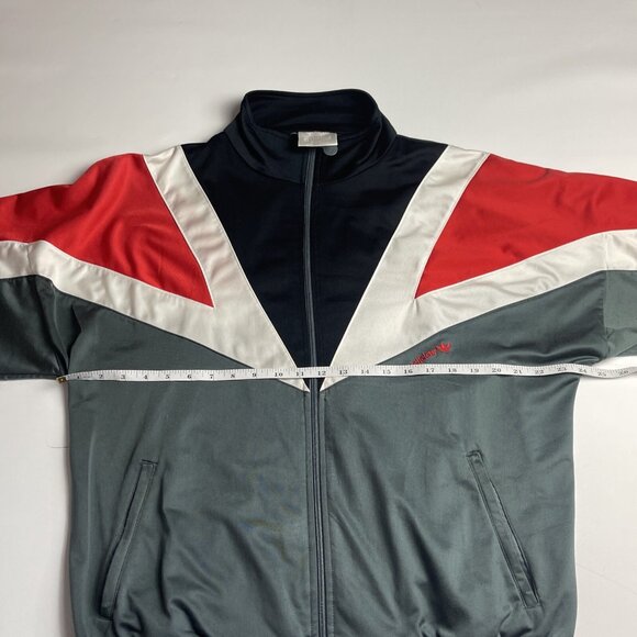 Vintage Adidas Trefoil Logo Track Jacket Mens L Red Black Grey White 80s 90s - Picture 9 of 13